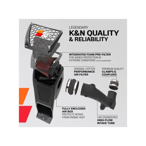 JT GLADIATOR 2019-2023 V6 3.6| WRANGLER JL 2018-2024 V6 3.6 PERFORMANCE AIR INTAKE SYSTEM K&N - 63-1576 - Image 6