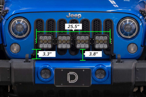 WRANGLER JK 06-18 V6 3.6 SS5 4-Pod CrossLink Grille Lightbar Kit Pro - Yellow Combo Diode Dynamics - DD7273 - Image 5