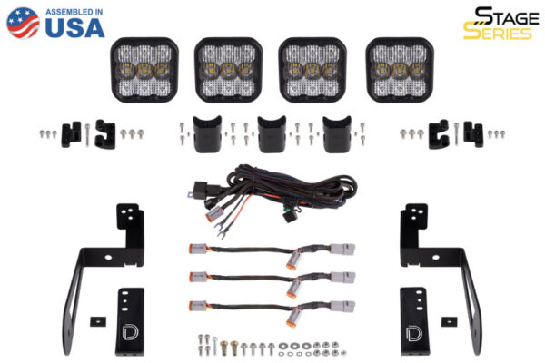 WRANGLER JK 06-18 V6 3.6 SS5 4-Pod CrossLink Grille Lightbar Kit Pro - Yellow Combo Diode Dynamics - DD7273 - Image 8