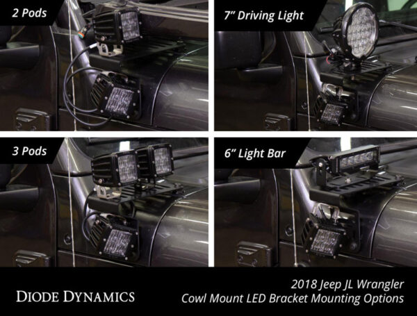 Wrangler JL +18 & JT SS3 Cowl LED Bracket Kit - White Sport Diode Dynamics - DD6553 - Image 8