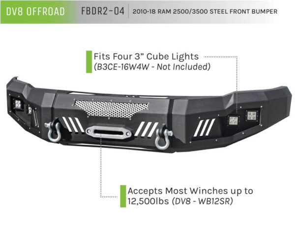10-18 Ram 2500/3500 Steel Front Bumper DV8 Off Road - FBDR2-04 - Image 6