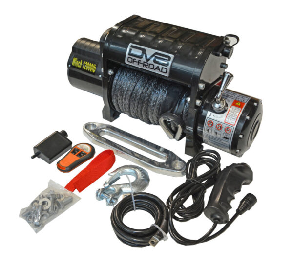 12000 LB Winch w/ Synthetic Line Wireless Remote - Black DV8 Off Road - WB12SR - Image 6