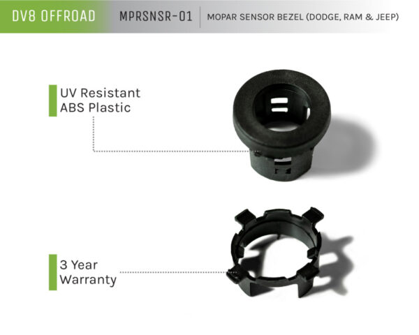 Dodge, RAM, Jeep Front Bezel; Rear Clip Replacement Kit for MOPAR Sensors - Set of 4 DV8 Off Road - MPRSNSR-01 - Image 6