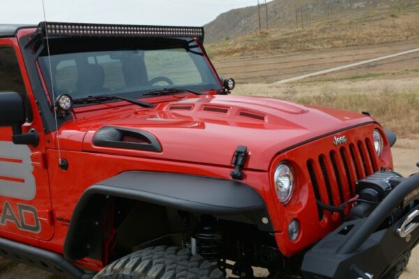 WRANGLER JK 06-18 V6 3.6 Metal Heat Dispersion Hood - Primer Black DV8 Off Road - HDMB07-02 - Image 7