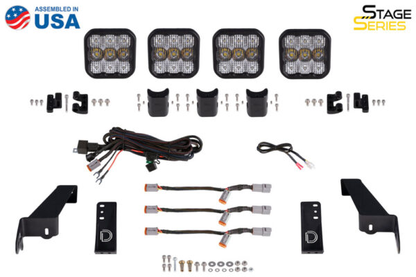 Wrangler JL +18 & JT SS5 4-Pod CrossLink Grille Lightbar Kit Pro - White Combo Diode Dynamics - DD7268 - Image 9