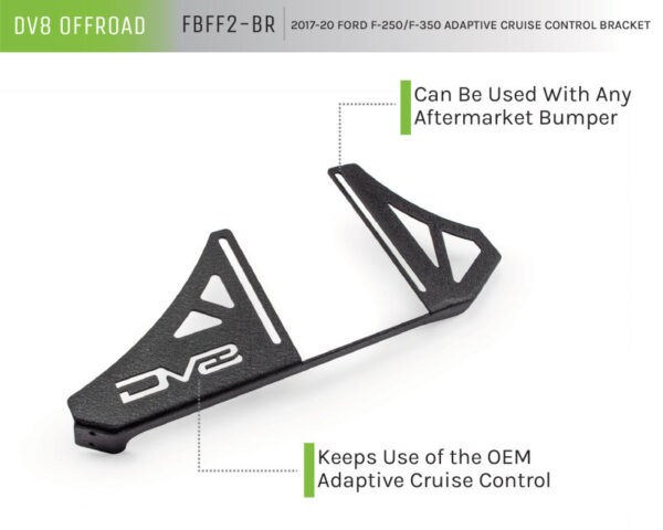 F250 SUPER DUTY 2011-2024 V8 6.7| F350 SUPER DUTY 2011-2024 V8 6.7 Adaptive Cruise Control Relocation Bracket DV8 Off Road - FBFF2-BR - Image 3