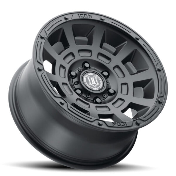 17x8.5 6x5.5 0mm Offset 4.75in BS Satin Black Wheel Icon Alloys - 2817858347SB - Image 2