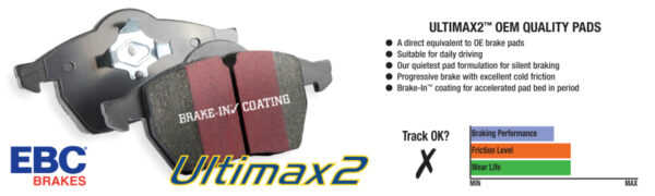 BRONCO SPORT 2021-2024 4L 2.0|BIG BEND 2021-2024 3L 1.5 Ultimax2 Rear Brake Pads EBC - UD1833 - Image 10
