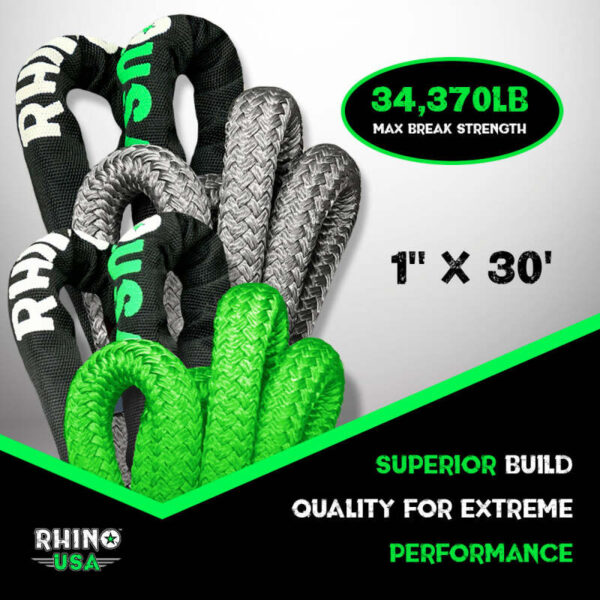 Kinetic Energy Recovery Rope (1In X 30Ft) Gray - Rhino USA - Image 3