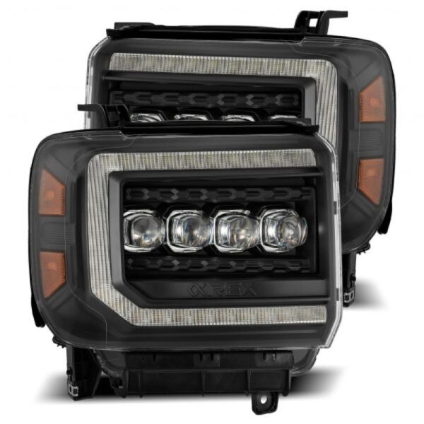 AlphaRex 14-18 GMC Sierra NOVA LED Proj Headlights Plank Style Black w/Activ Light/Seq Signal/DRL - Image 2