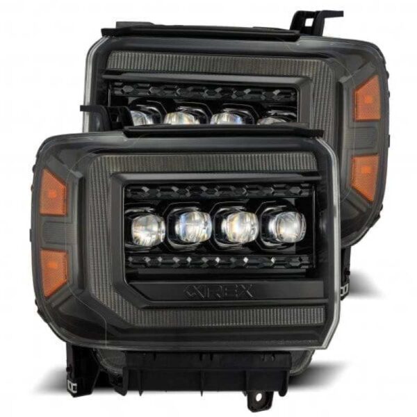 AlphaRex 14-18 GMC Sierra NOVA LED Proj Headlights Plnk Style Alpha Blk w/Activ Light/Seq Signal/DRL - Image 2