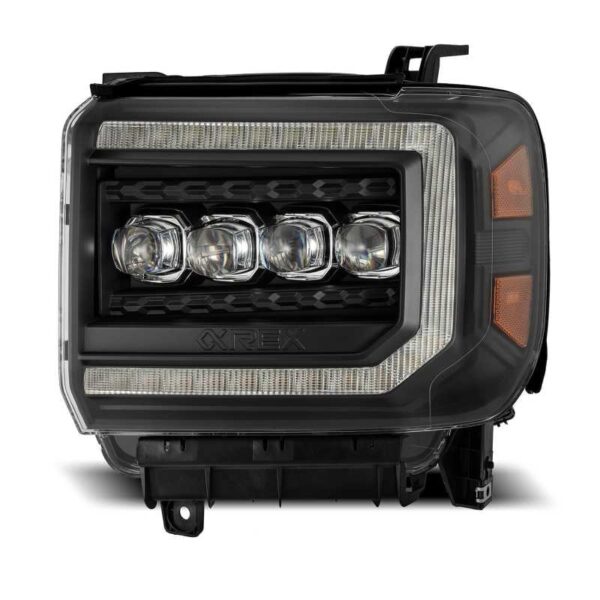 AlphaRex 14-18 GMC Sierra NOVA LED Proj Headlights Plank Style Black w/Activ Light/Seq Signal/DRL - Image 4