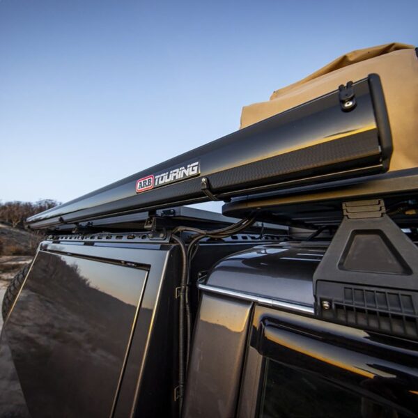 ARB Aluminum Awning, Black Frame, 8.2FT x 8.2FT, Installed with LED Light Strip - Image 6