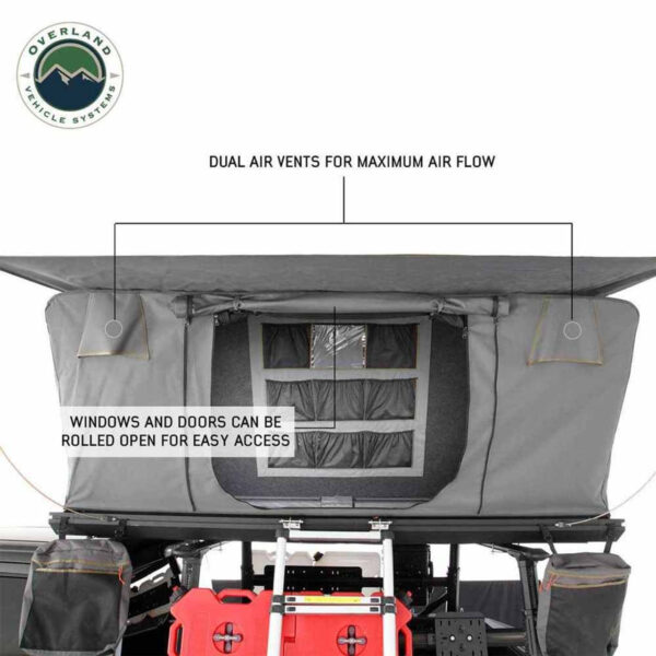 Aluminum Hard Shell Roof Top Tent, Grey Body & Green Trim - OVS 18109901 - Image 2