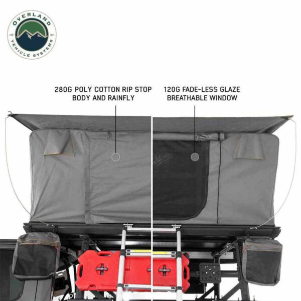 Aluminum Hard Shell Roof Top Tent, Grey Body & Green Trim - OVS 18109901 - Image 4
