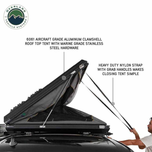 Aluminum Hard Shell Roof Top Tent, Grey Body & Green Trim - OVS 18109901 - Image 5