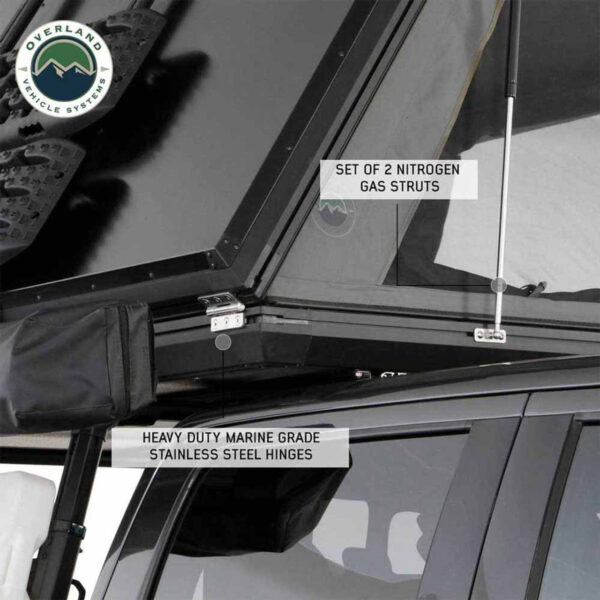 Aluminum Hard Shell Roof Top Tent, Grey Body & Green Trim - OVS 18109901 - Image 18