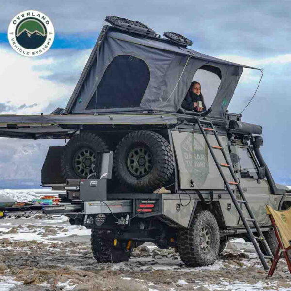 Aluminum Hard Shell Roof Top Tent, Grey Body & Green Trim - OVS 18109901 - Image 8
