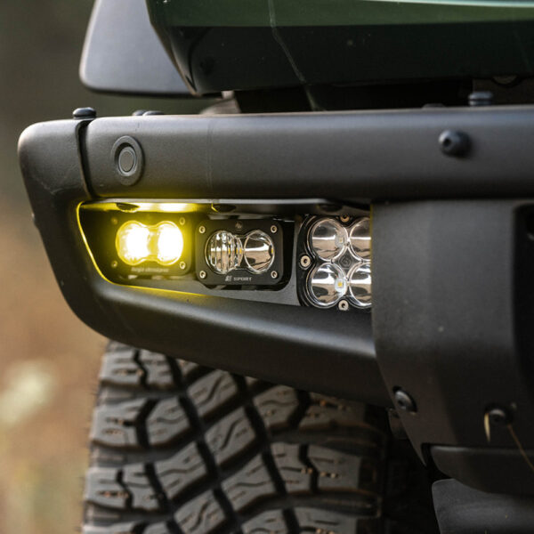 Baja Designs 21-22 Ford Bronco w/Steel Bumper S2 SAE Pro Fog Pocket Light Kit w/Upfitter - Amber - Image 3
